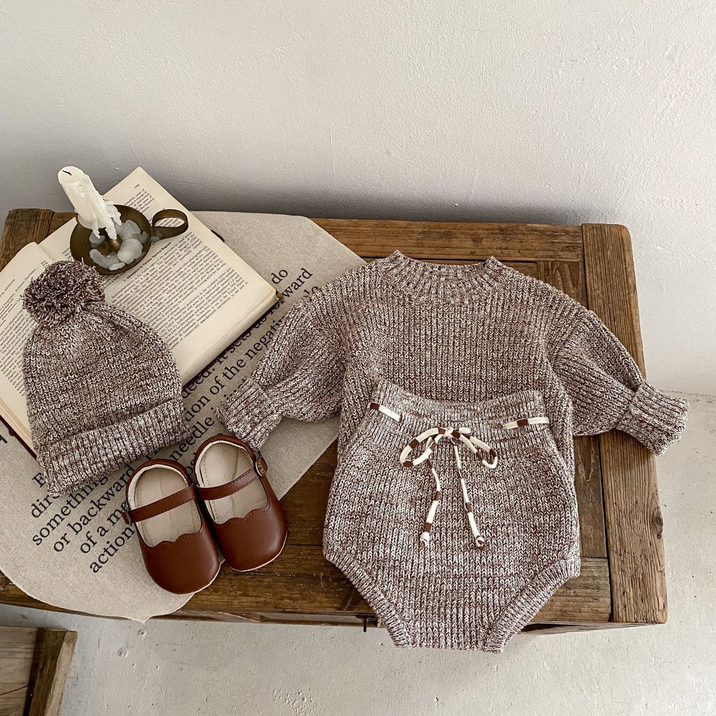 Baby Girl 2-piece Knitted Set (Beanie Sold Separately)