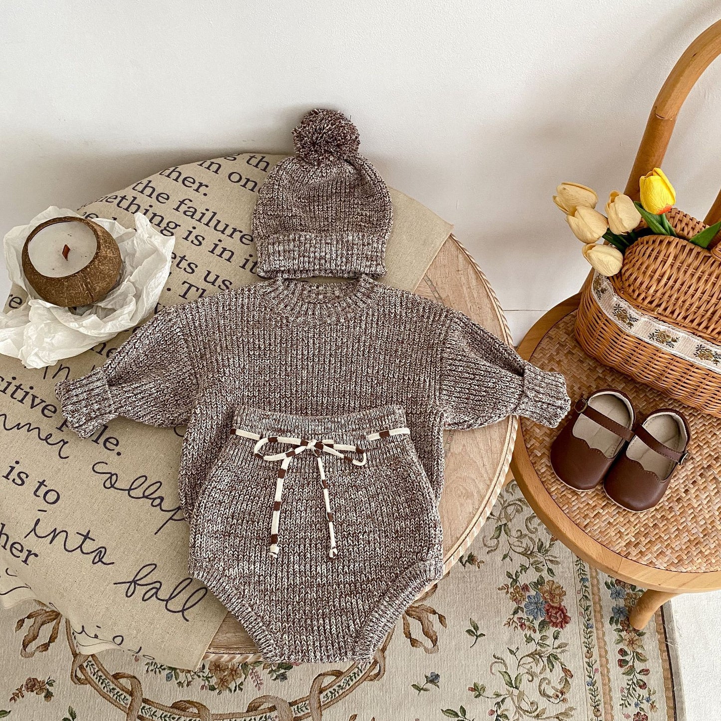 Baby Girl 2-piece Knitted Set (Beanie Sold Separately)