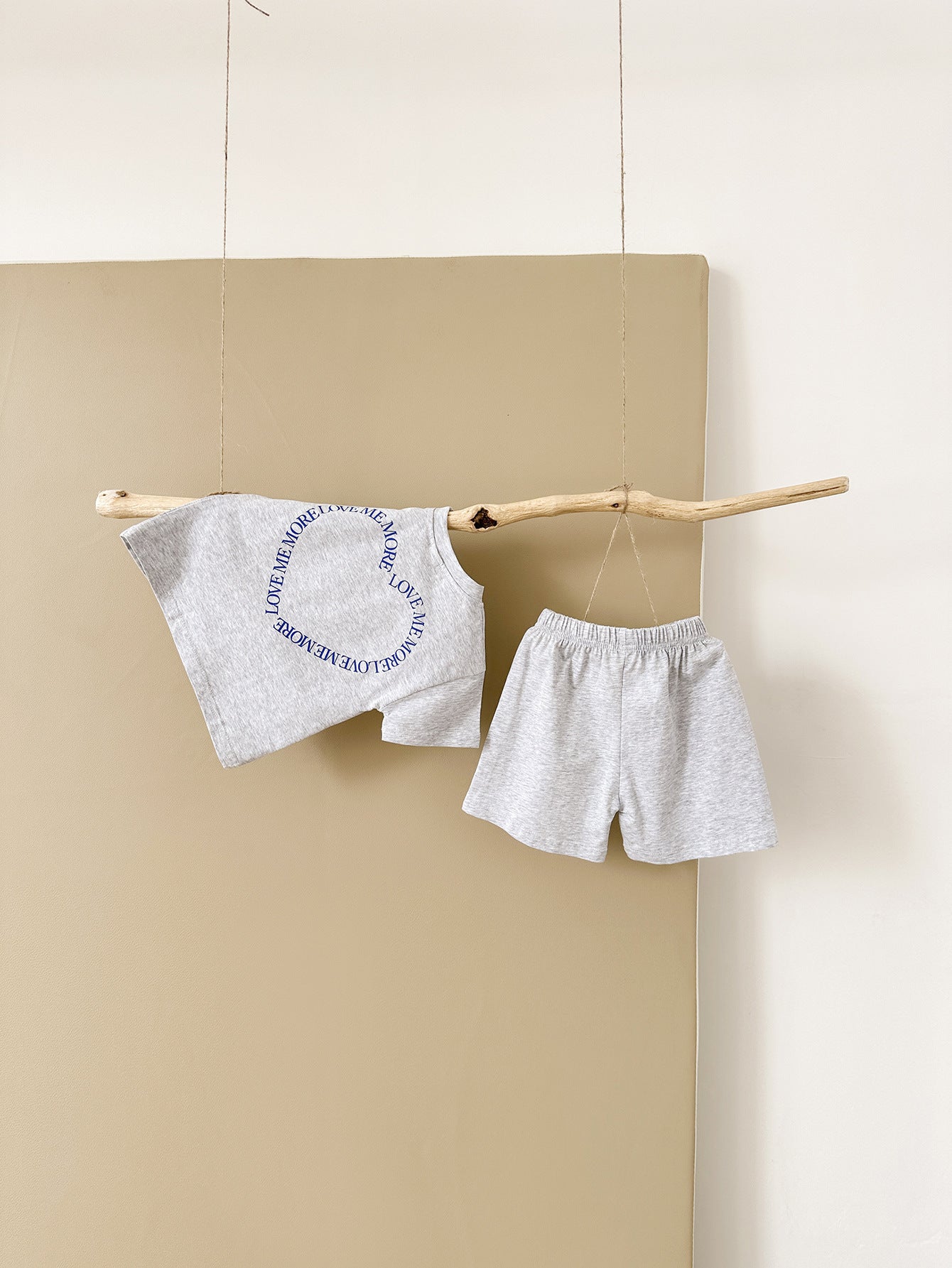 Girls Heart Printing Two-piece Short Sleeve Suit Set