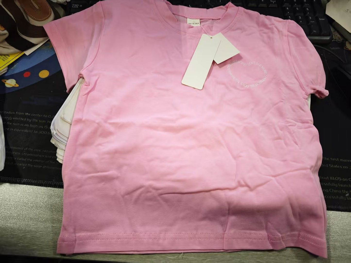 Girls Heart Printing Two-piece Short Sleeve Suit Set